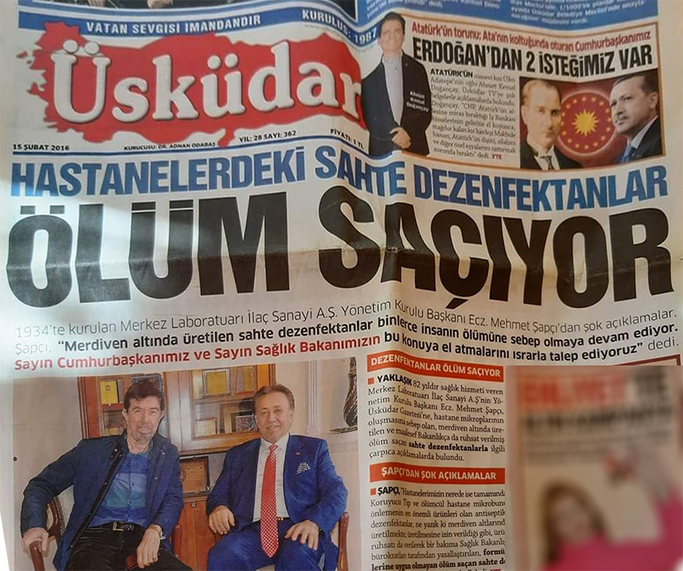 Üsküdar Gazatesi’nde, Merkez İlaç Fabrikası Sahibi Mehmet Şapçı’nın hastenelerde ölümlere