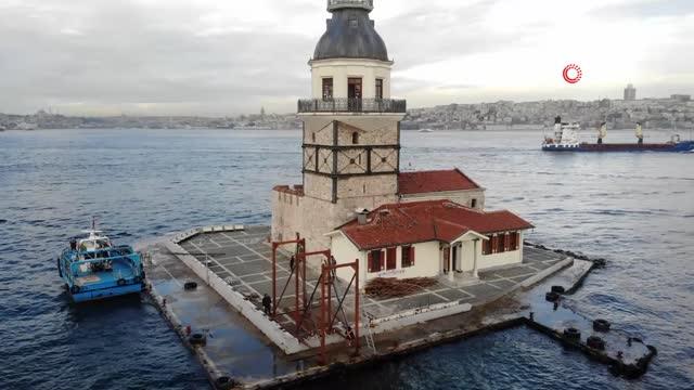 Kız Kulesi’nde restorasyon çalışmaları devam ediyor Kız Kulesinde restorasyon çalışmalarının