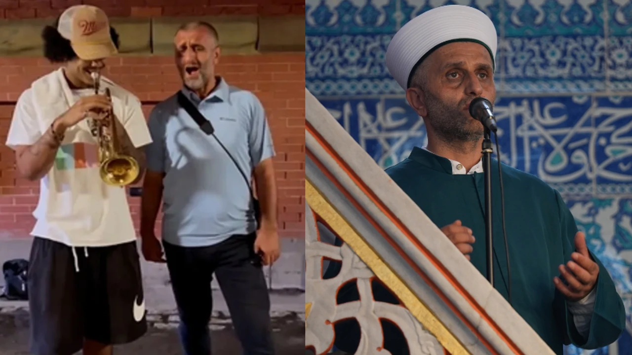 ABD'de sokak müzisyenlerine ilahiyle eşlik eden imam Dursun Şahin, videonun