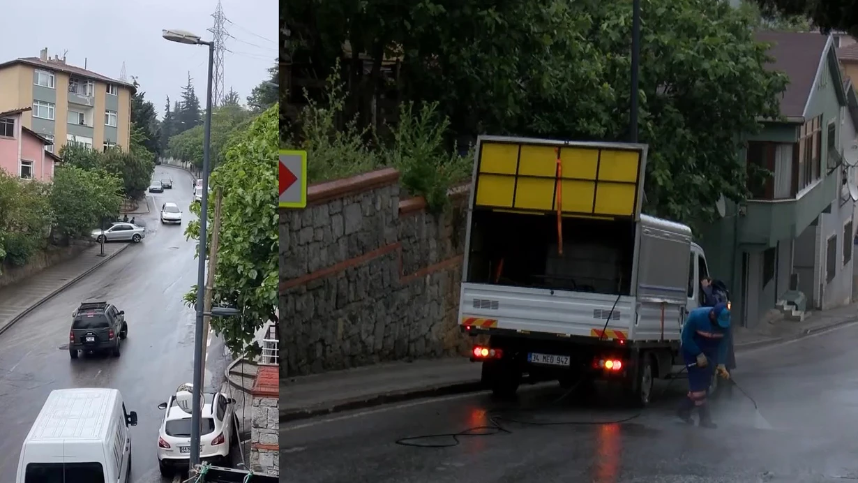 Üsküdar’ın Kandilli Mahallesi Rasathane Caddesi’nde yola dökülen akaryakıt, zincirleme kazalara