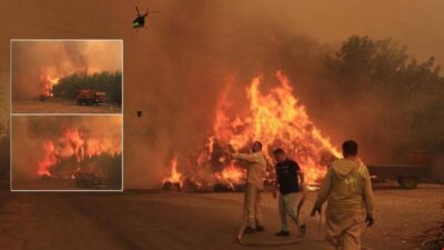 Adana’nın Kozan ilçesinde kontrolden çıkan orman yangınının yerleşim yerlerine kadar